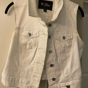 Guess white jean vest